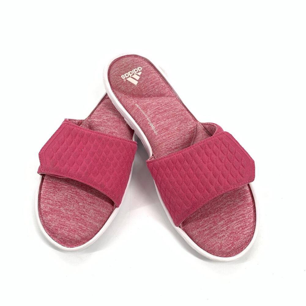 Adidas Anyanda Flex CF Ultra Slip On Logo Slides 9 Womens Pink White Comfort